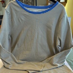 Lands End Long Sleeve Shirt with Blue Trim Size L/ T 14-16